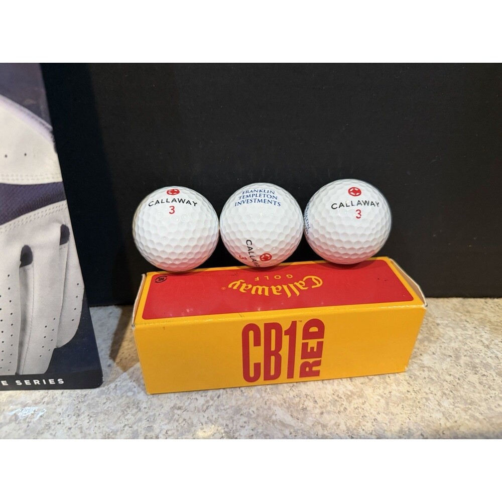 Callaway Golf Bundle X-Tech Glove Mens Left Large + 2 Sleeves CB1 Red Golf Balls - Picture 3 of 8